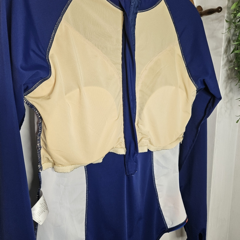 Axesea Siren Blue Long Sleeve One Piece Swimsuit  14 with Front Zipper UPF 50+‎ - Picture 7 of 13